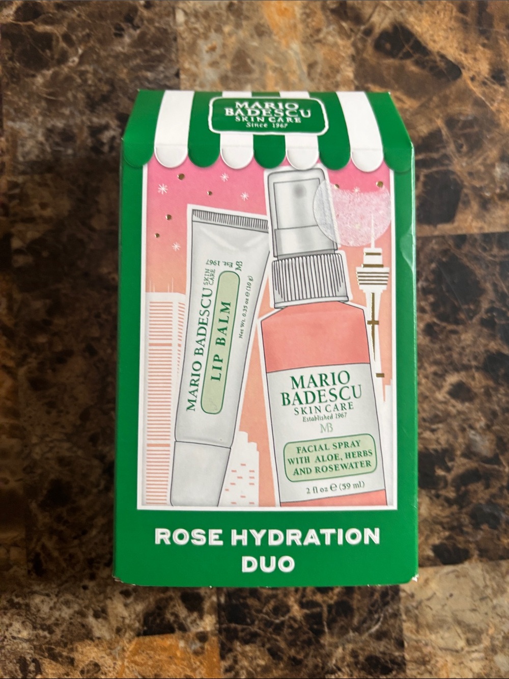 New in Box Mario Badescu Rose Hydration Duo - Green & Pink